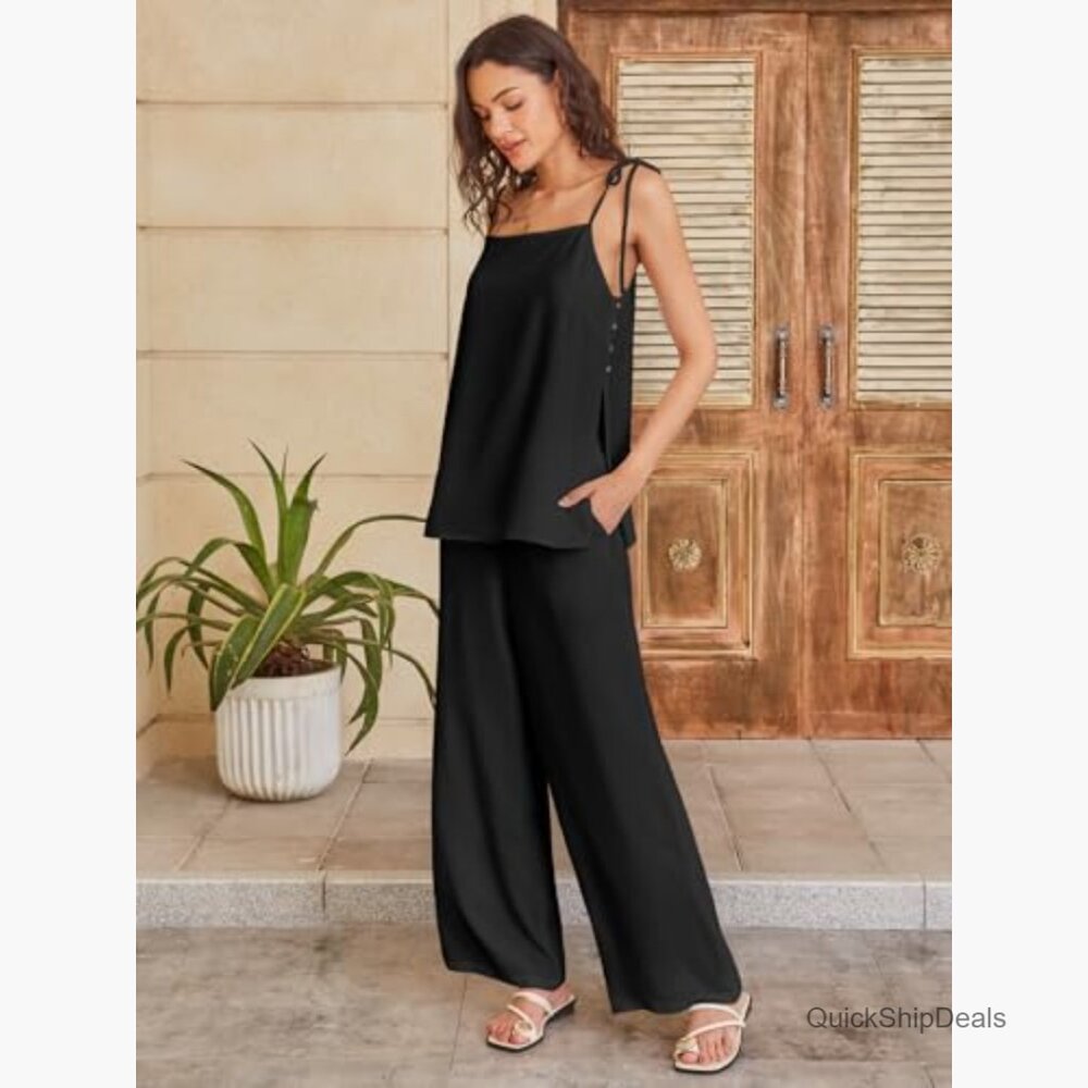 Polyester Lounge Set with Spaghetti Strap Top and… - image 3